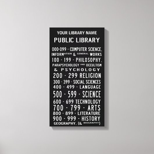 Bibliotheek met dewey Decimal Bus Roll op canvas Afdruk (Voorkant)
