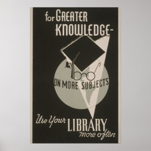 Bibliotheek met grotere kennis Vintage WPA-poster Poster