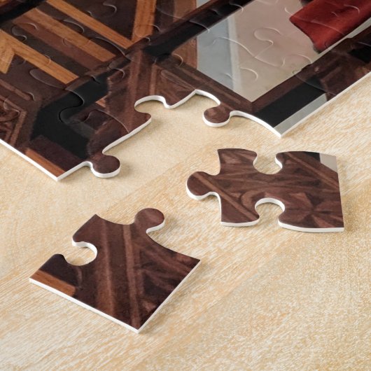 Bibliotheek met wereldbol legpuzzel (Zijkant)