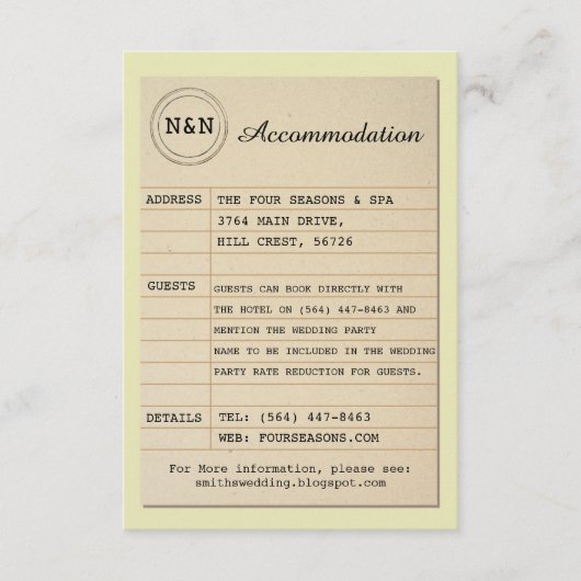 Bibliotheek Mr. & Mrs. Accommodatie Trouwboeken Informatiekaartje (Voorkant)