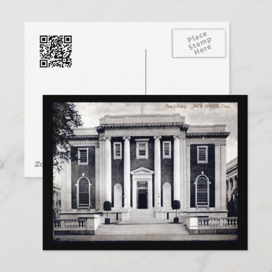 Bibliotheek, New Haven, Connecticut Vintage Briefkaart (Voorkant / Achterkant)