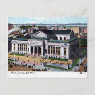 Bibliotheek, New York, Vintage 1908 Briefkaart