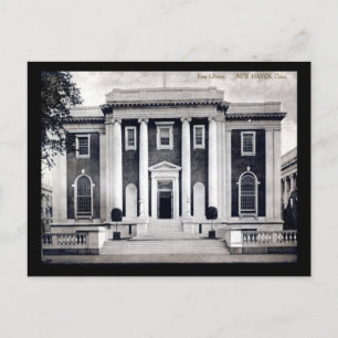 Bibliotheek, Nieuwe Haven, Vintage Connecticut Briefkaart