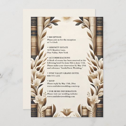 Bibliotheek Oud Engels Boek Club Hoesje Bruiloft Informatiekaartje (Voorkant / Achterkant)