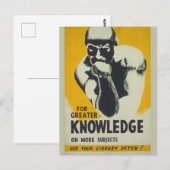 bibliotheek Poster Thinker Statue Librarian Briefkaart (Voorkant / Achterkant)