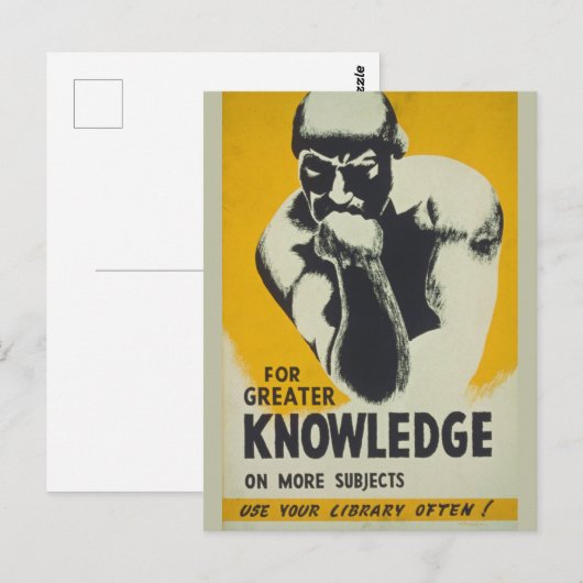 bibliotheek Poster Thinker Statue Librarian Briefkaart (Voorkant / Achterkant)