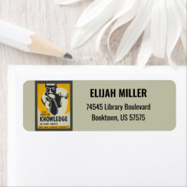  bibliotheek Poster Thinker Statue Librarian Etiket