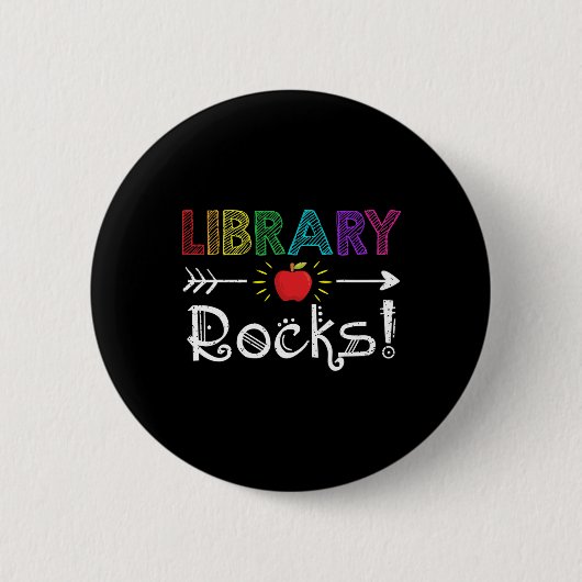 Bibliotheek Rocks Leraar Student Leuke Ck Terug Na Ronde Button 5,7 Cm (Voorkant)