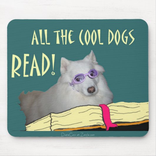 Bibliotheek - Samoyed - Cool Dogs Read Literacy Muismat (Voorkant)