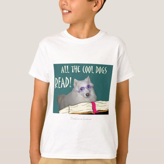Bibliotheek - Samoyed - Cool Dogs Read Literacy T-shirt (Voorkant)