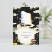 Bibliotheek Sprookje Op Maat Gemaakt Verjaardagsbo Bedankkaart (Staand voorkant)