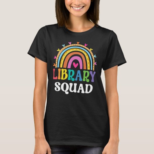 Bibliotheek Squad Bibliothecaris Leraar Rainbow Ee T-shirt (Voorkant)