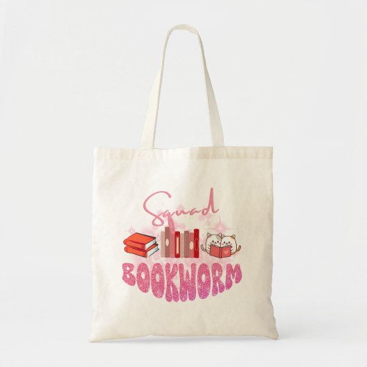 Bibliotheek squad boekenwurm Roze verloop schitter Tote Bag (Voorkant)