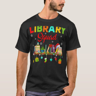 Bibliotheek Squad Boekenwurm Xmas Lights Librarian T-shirt