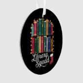 Bibliotheek Squad Kerstboek Liefhebbers Team Readi Ornament (voorkant)