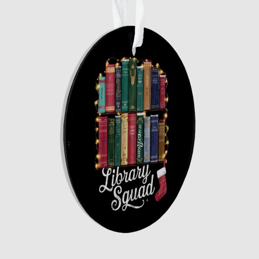 Bibliotheek Squad Kerstboek Liefhebbers Team Readi Ornament (voorkant)