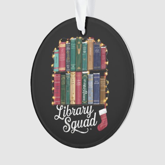 Bibliotheek Squad Kerstboek Liefhebbers Team Readi Ornament (voorkant)