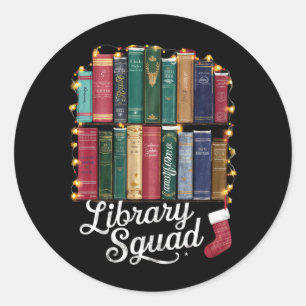 Bibliotheek Squad Kerstboek Liefhebbers Team Readi Ronde Sticker