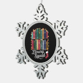Bibliotheek Squad Kerstboek Liefhebbers Team Readi Tin Sneeuwvlok Ornament (Rechts)
