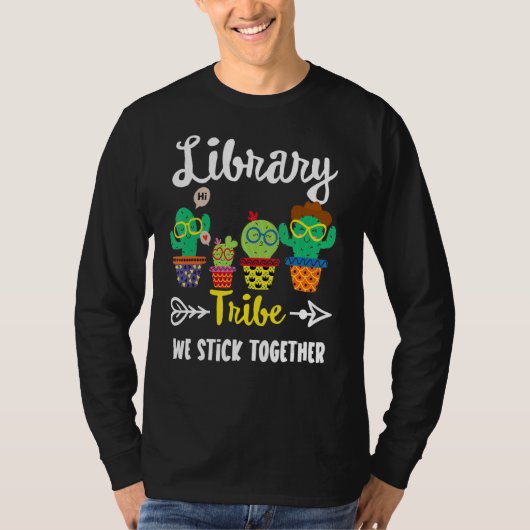 Bibliotheek Tribe School Cactus Crew School Librar T-shirt (Voorkant)