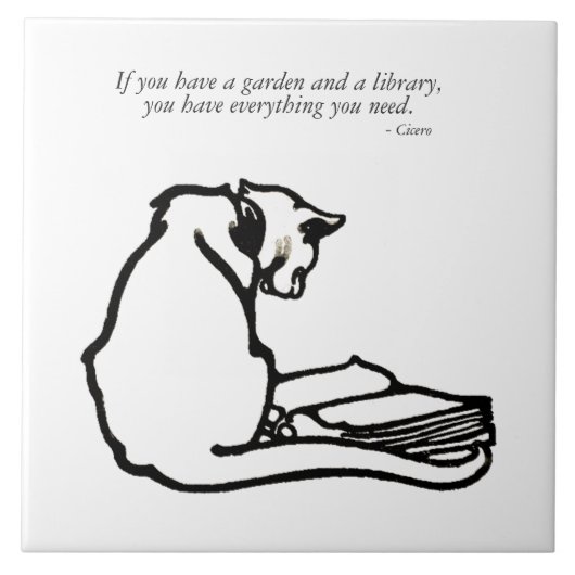  bibliotheek Tuin Cat Quote Tegeltje (Voorkant)