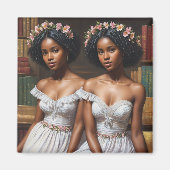 Bibliotheek Twin Sisters Melanin Gemini Magneet (Voorkant)