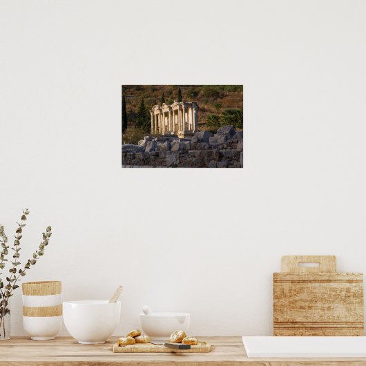 Bibliotheek van Celsus Ruins Poster (Keuken)