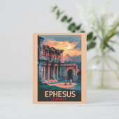 Bibliotheek van Celsus Travel Art Vintage Briefkaart (Staand voorkant)