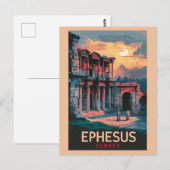 Bibliotheek van Celsus Travel Art Vintage Briefkaart (Voorkant / Achterkant)