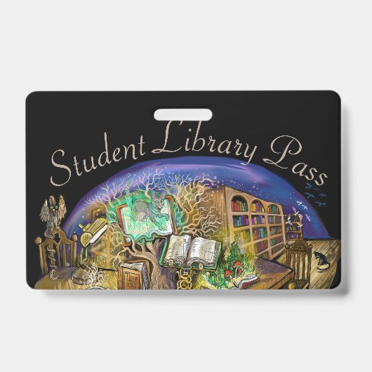 Bibliotheek van een studentenpas met levende drome badge (Front)