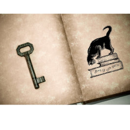 Bibliotheek van Gatto Cat Book Ownership Ink Stamp Rubberstempel