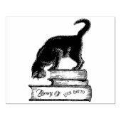 Bibliotheek van Gatto Cat Book Ownership Wood Art Rubberstempel (Afrduk)