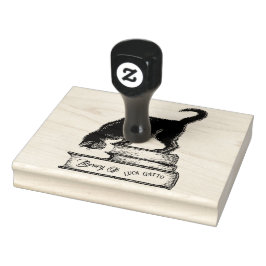 Bibliotheek van Gatto Cat Book Ownership Wood Art Rubberstempel