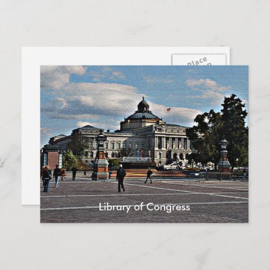 Bibliotheek van het Congres in het mozaïekpatroon Briefkaart (Voorkant / Achterkant)