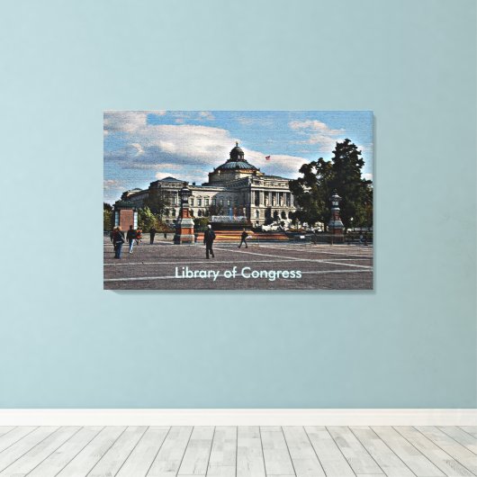 Bibliotheek van het Congres in het mozaïekpatroon Canvas Afdruk (Insitu (Houten vloer))