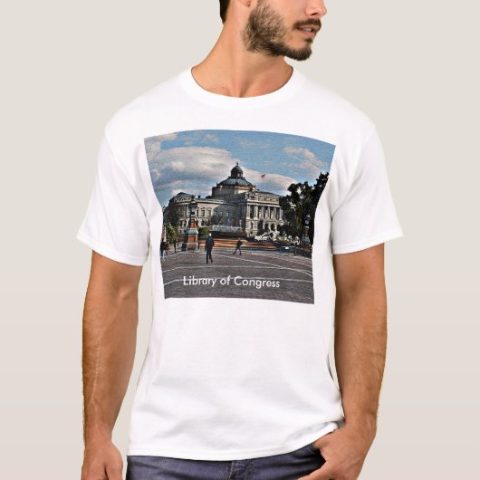 Bibliotheek van het Congres in het mozaïekpatroon T-shirt (Voorkant)