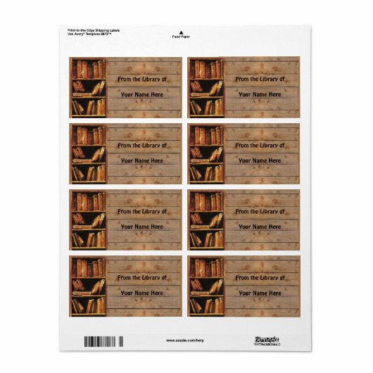 Bibliotheek van (jouw naam) etiket (Full Sheet)