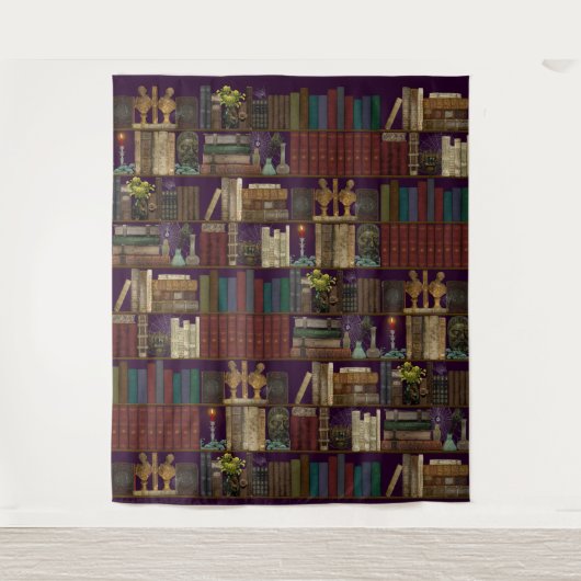 Bibliotheek van Professor Darksage ~ tovenaarskame Wandkleed (Voorkant)