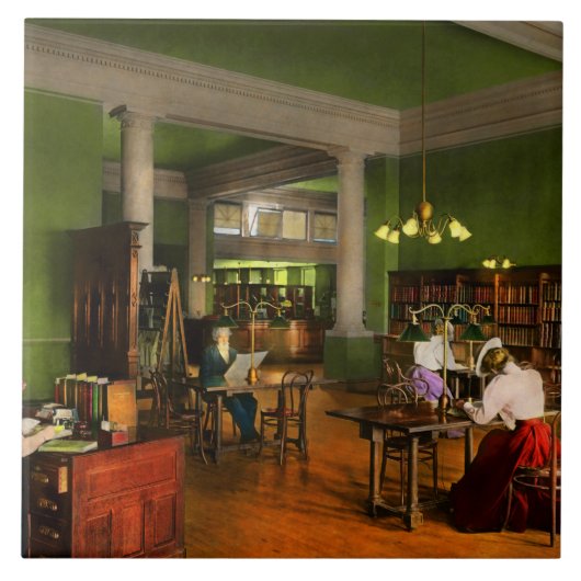Bibliotheek - Volwassenen lezen 1900 Tegeltje (Voorkant)