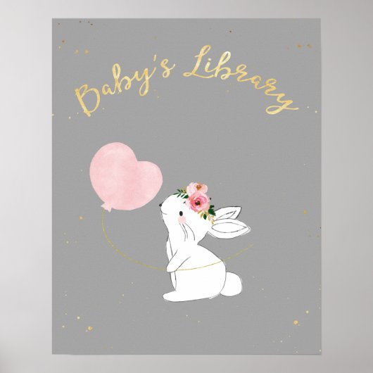 Bibliotheek voor Baby, Baby shower Teken Poster (Voorkant)