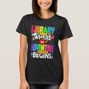 Bibliotheek waar het avontuur begint terug naar sc t-shirt