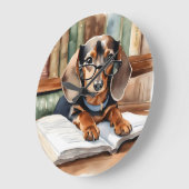  Bibliotheek Waterverf Dachshund Grote Klok (Hoek)