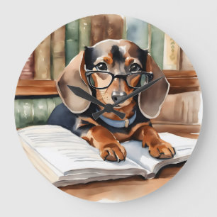 Bibliotheek Waterverf Dachshund Grote Klok