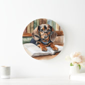  Bibliotheek Waterverf Dachshund Grote Klok (Huis)