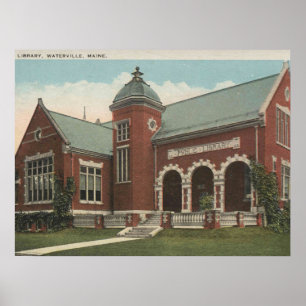 Bibliotheek, Waterville Maine, jaren 1920 Vintage Poster