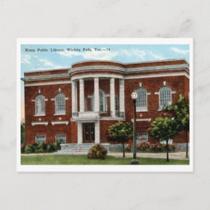 Bibliotheek, Wichita Herfsten, TX Vintage Briefkaart