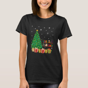 Bibliotheek Xmas Tree Lighting Santa Hat Library C T-shirt