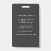 Bibliotheekassistent Identificatie Foto ID Badge (Achterkant)