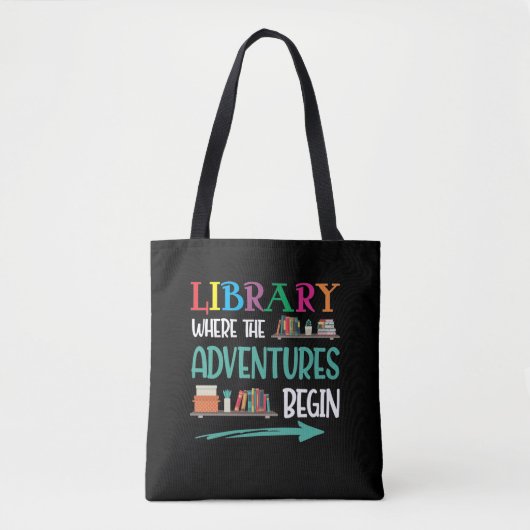 Bibliotheekavontuur Librarian Book Reader Bookworm Tote Bag (Voorkant)