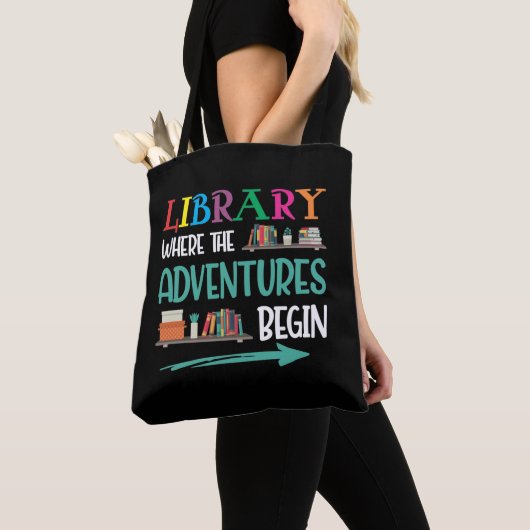 Bibliotheekavontuur Librarian Book Reader Bookworm Tote Bag (Dichtbij)